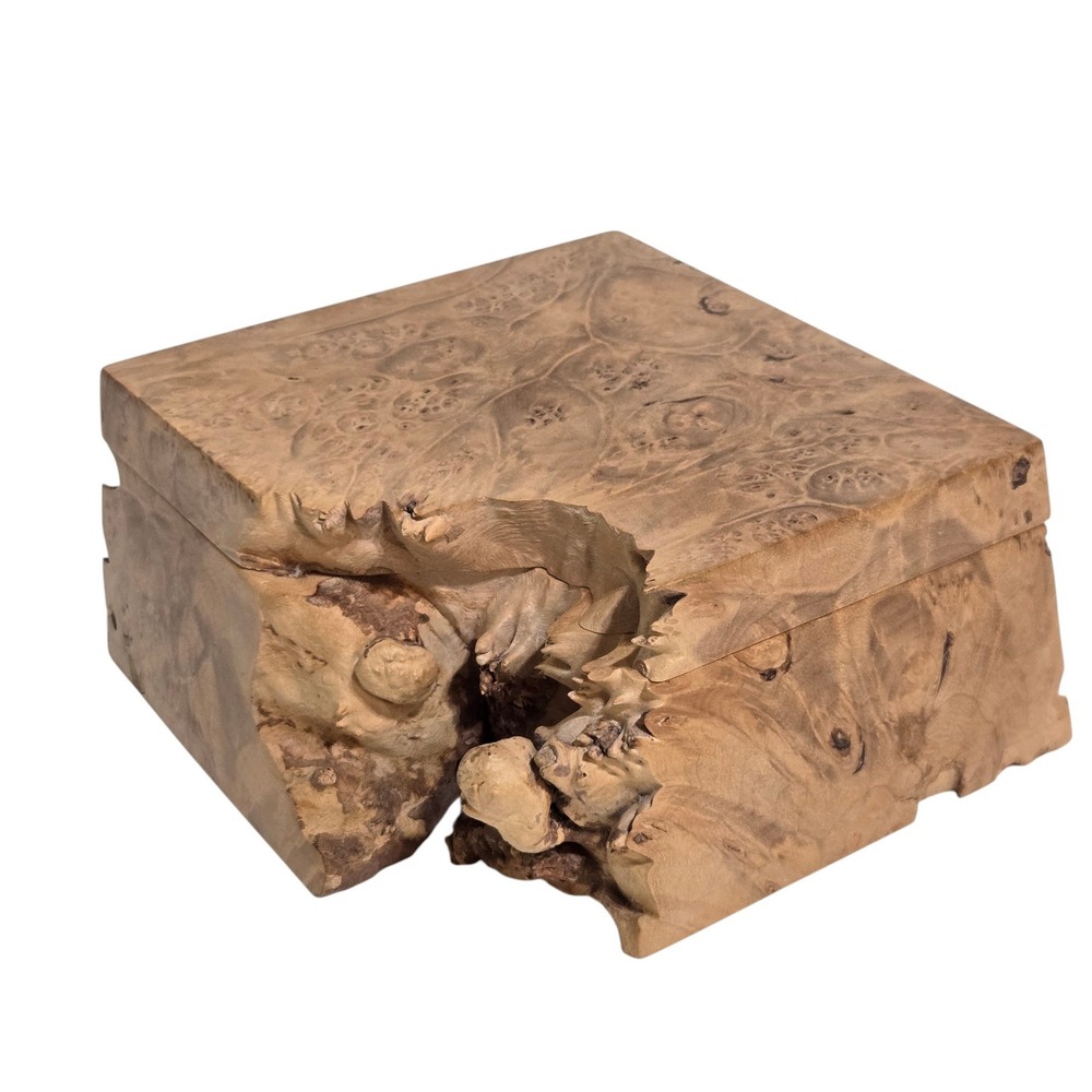 Michael Elkan Studio Signed Wood Box Live Edge Burl Jewelry Trinket Handmade Art